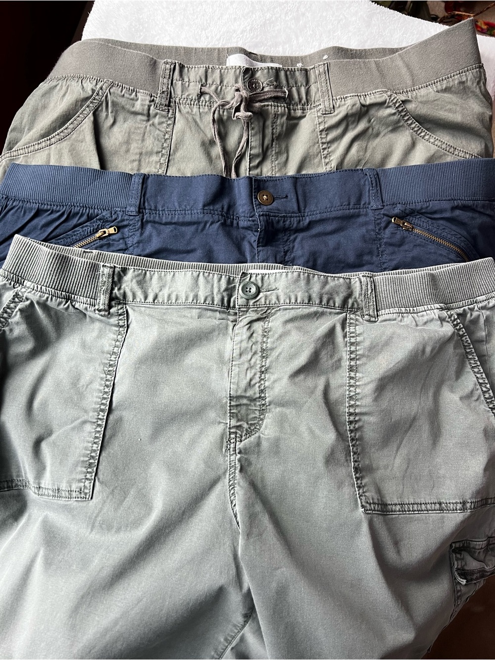 Bundle of Three Sonoma Women's Cargo Shorts - Olive, Navy, Light Gray